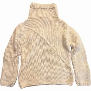 Banana Republic Ivory Angora Wool Blend Mock Neck Sweater XL Made in Canada
